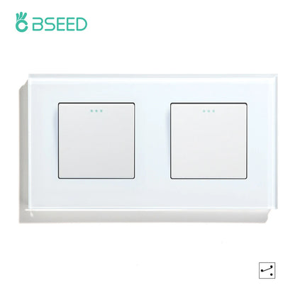 BSEED 1/2/3 Gang Wandschalter 2-Wege-Treppenlichtschalter Plus Typ-C USB-Buchse EU-Standard-Glasscheibe