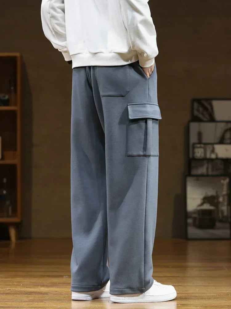 Männer Casual Hosen Neue Jogginghose Männer Multi-Taschen Kordelzug Baumwolle Beiläufige Breite Hosen Männliche Lose Gerade Hosen Größe 8XL.