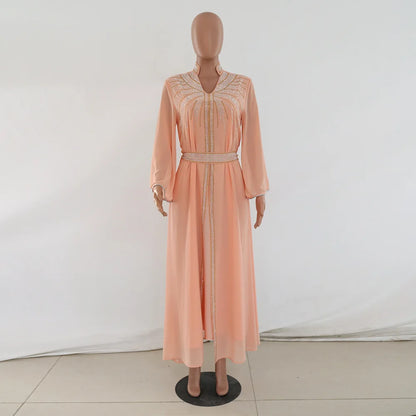 Uni Arabische Robe Mode Nahen Osten Muslimischen Kaftan Dubai Hot Fix Diamant Party Abendkleider für Frauen Kerb Stehkragen