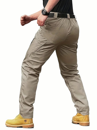 Men's multifunctional pocket tactical pants, wear-resistant Cargo Pants, water repellent, suitable for hiking and outdoor work.