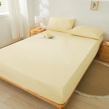 Brushed Mattress Cover Double/Queen Size Solid Color Fitted Sheet For Double Bed Anti-Mite 침대커버 200X220cm 매트리스커버 (No Pillowcase).