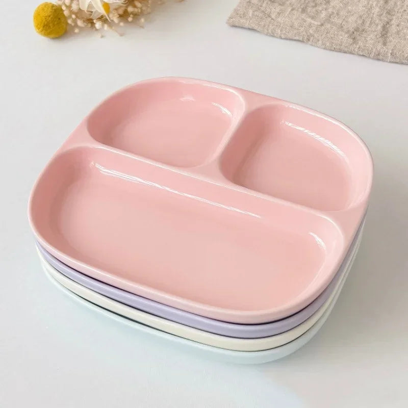 3Grid Plates for Food Dinner Plates Dinnerware Dining Compartment Plate Serving Dishes Salad Kitchen Eco-friendly Tableware.