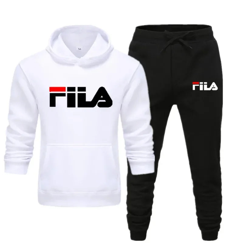 A new men's Spring and Autumn 2025 pullover hoodie + sweatpants two-piece fitness, fashion and casual jogging set.