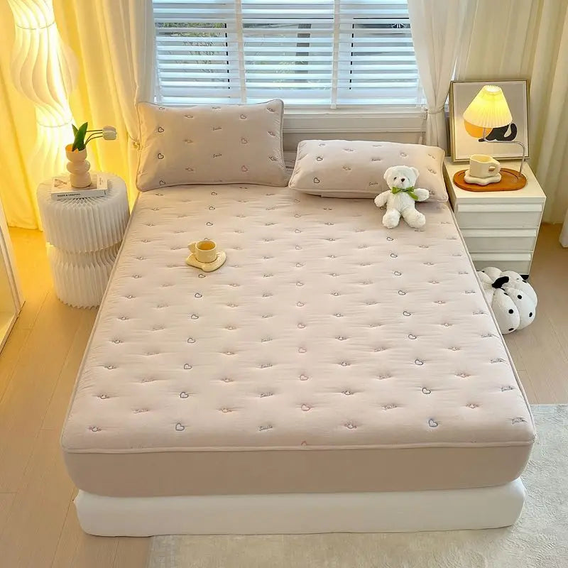 Cotton Mattress Single-piece Simmons Mattress Protective Cover Non-slip Fixing Bed Dust Cover.