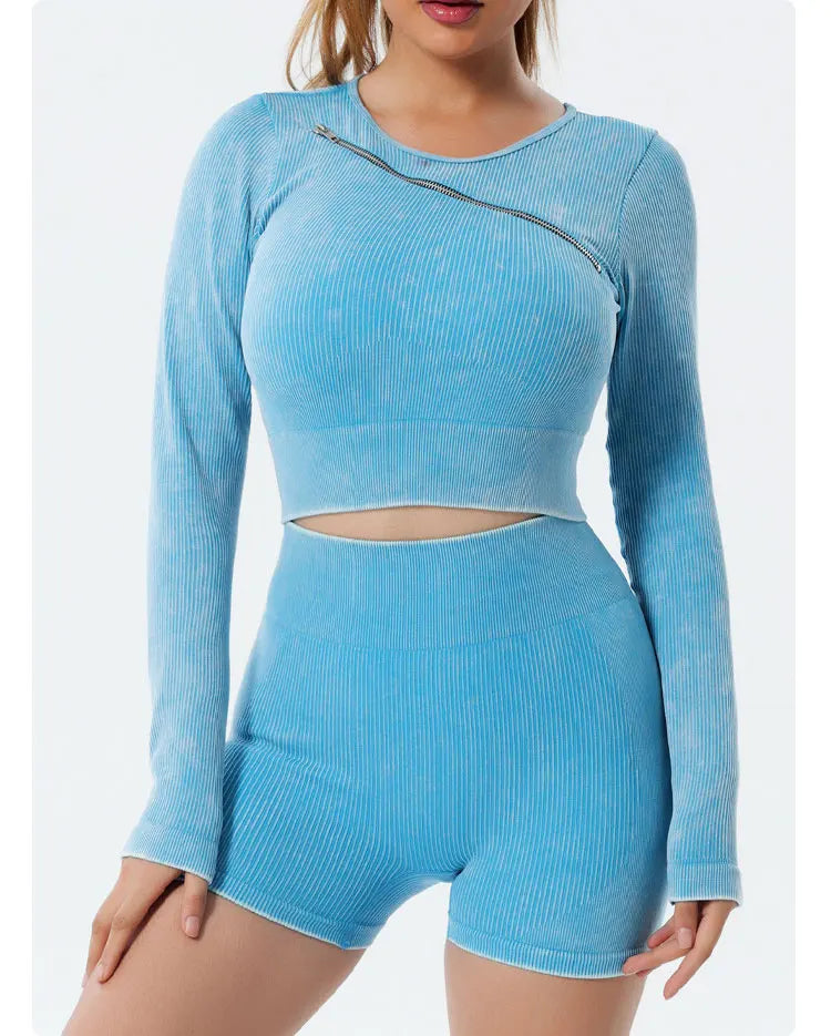 Yoga Suit High Waist Leggings Running Training Tights Sports Outfits Long Sleeve Crop Top Bra Seamless Fitenss Set Fitness Wear