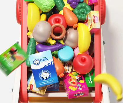 Shopping cart toy baby small trolley children play house fruit cut music kitchen supermarket men and girls Early Education toys.