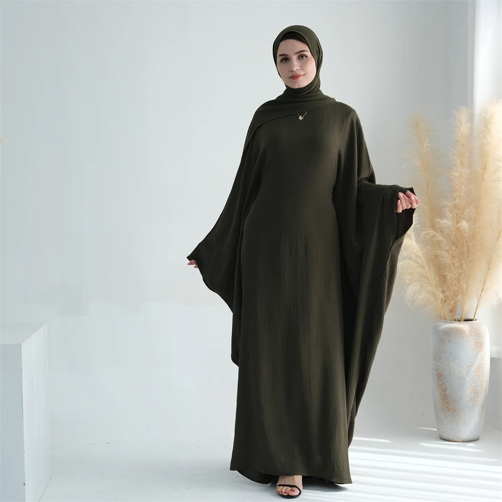 Ramadan Eid Baumwolle Leinen Khimar Abaya Set Dubai Muslim Sets Hijab Kleid Kaftan Abayas Kaftan Marocain Femme Vestidos Para Mujer.
