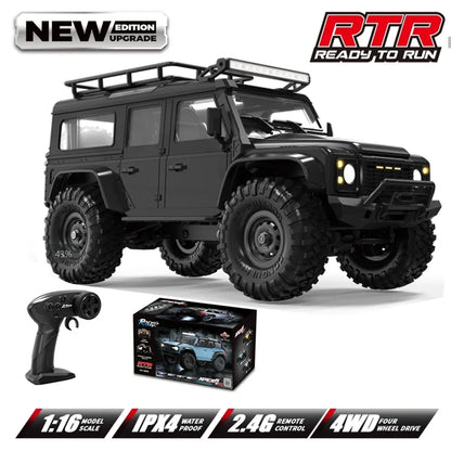 HB R1601 RC Car 1:16 2.4G 4WD Off-Road Remote Control Cars with LED Crawler Trucks Climbing Vehicle Model Toys for Kids Adult.