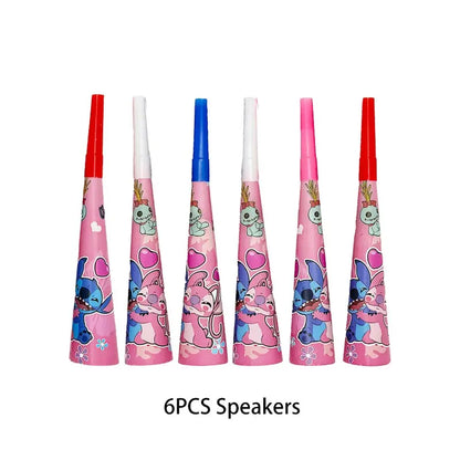 Disney Lilo Stitch Geburtstag Party Dekoration Kinder Stitch Thema Geschirr Set Engel Luftballons Happy Banner Zubehör für Mädchen zugunsten