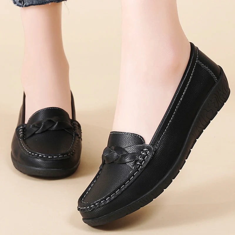 Women Shoes Soft Leather Women's Loafer 2025 New Flats Slip On Casual Shoes Flat Shoes Women White Footwear Zapatos De Mujer.