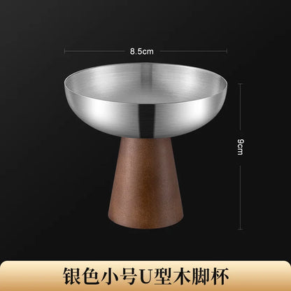 StainlessTea Tray Snack Tray Fruit Tray Salad Tray Steel Wooden Footed Cup High Foot Cup Ice Cream Cup Pudding Cup Dessert Plate
