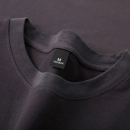 Men's and Women's 600g Heavy Cotton T-shirts Long-staple Pure Cotton Thickened Long-sleeved Three-pin High-gram Weight High-end.