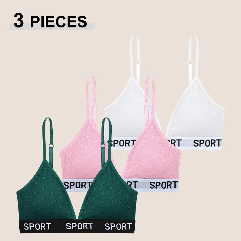 3Pcs/Set Women's Sexy Lace Bras Seamless Letter Deep V Adjusted-Straps Underwear Fashion Cozy Breathable Intimate Lingerie 2025