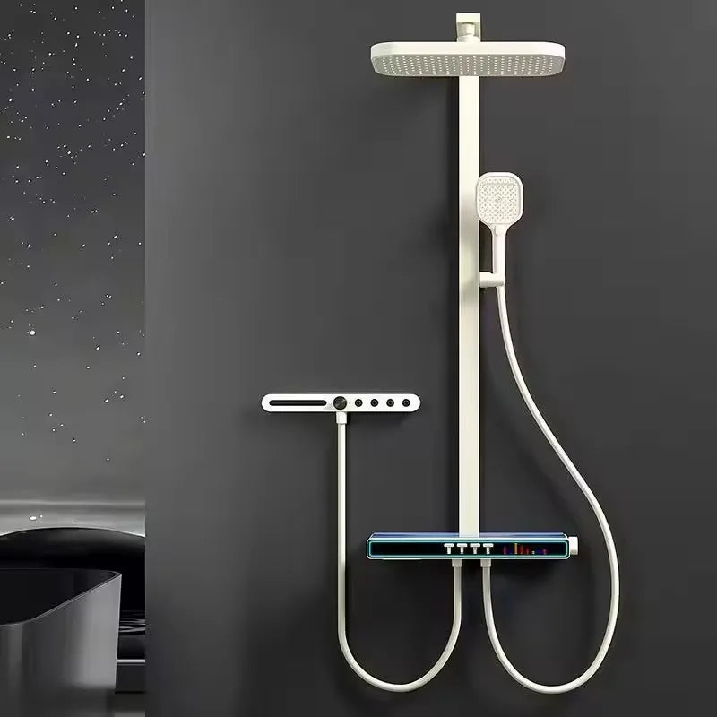 Bluetooth Music Digital Bathroom Shower System Ambient Lighting thermostatic Digital Bathroom Shower Set Faucets Accessories