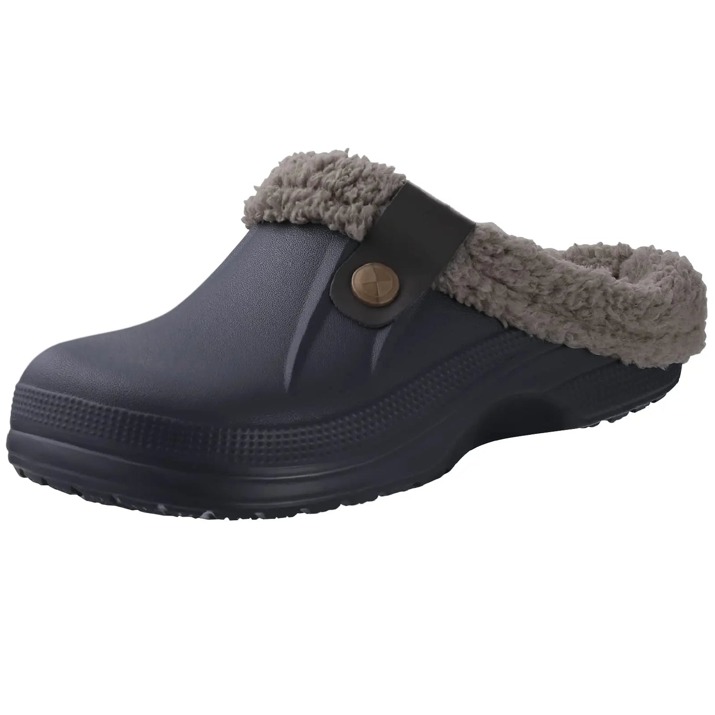 Eyriphy Classic Fur Lined Clogs For Women Waterproof Winter Fuzzy Slippers Mens Cotton Shoes For Indoor And Outdoor Rubber Soles
