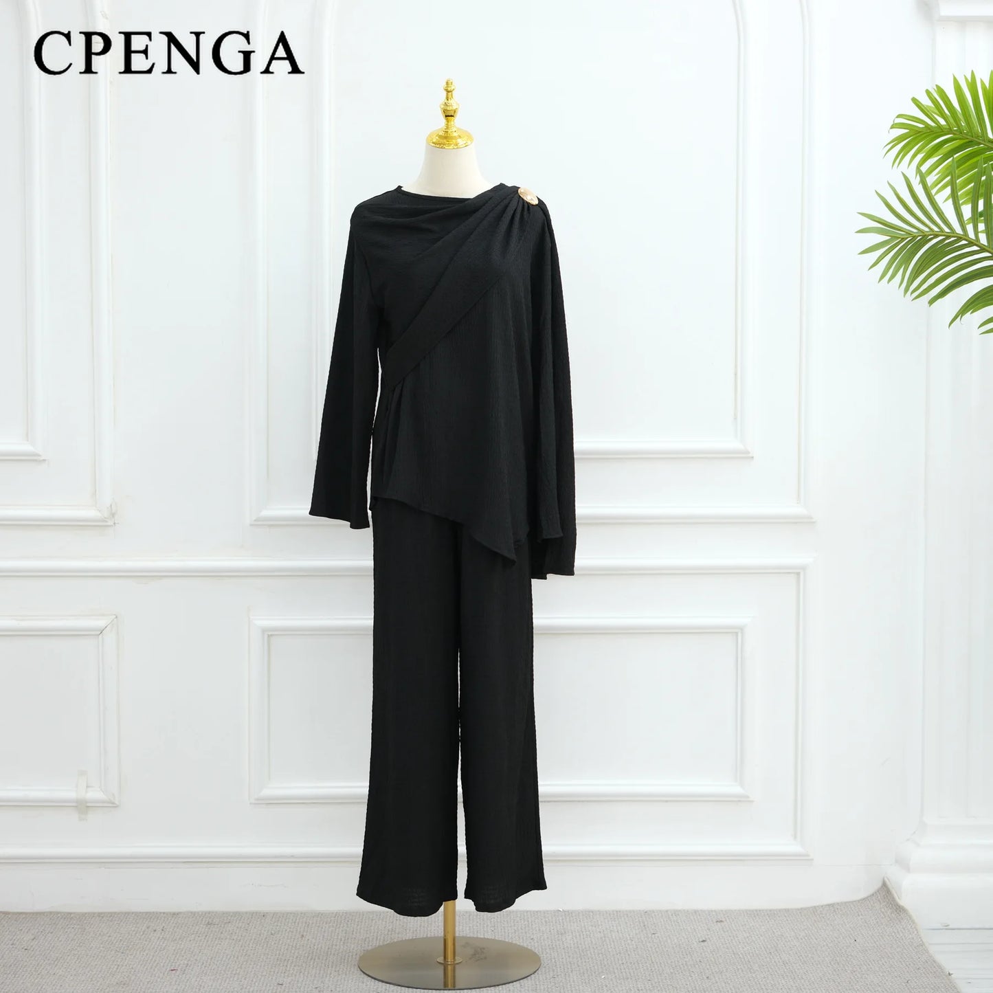 Eid Muslim Women Abaya Set Elegant Dubai Solid Color Button-Down Cardigan and Pants Suit Islam Modest Outfit 2025 Turkey Clothes.