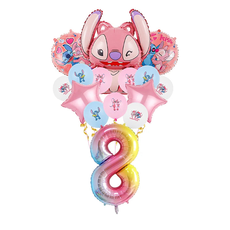 Disney Lilo Stitch Geburtstag Party Dekoration Kinder Stitch Thema Geschirr Set Engel Luftballons Happy Banner Zubehör für Mädchen zugunsten.