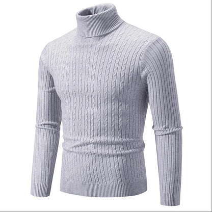 2025 New Men Solid Colour Turtleneck Sweater Black / White / Royal Blue Fashion Simple Male Casual Pullover Tops.