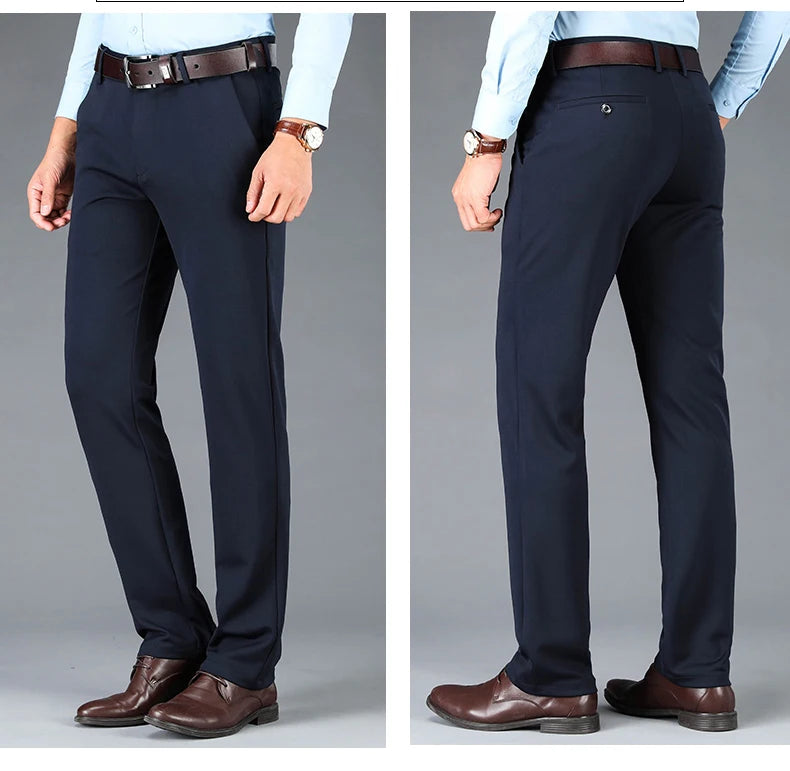 Men's Business Casual Pants Spring Summer Elastic Trousers Office Suit Pants Quick Dry Formal Pants Breathable Comfortable.