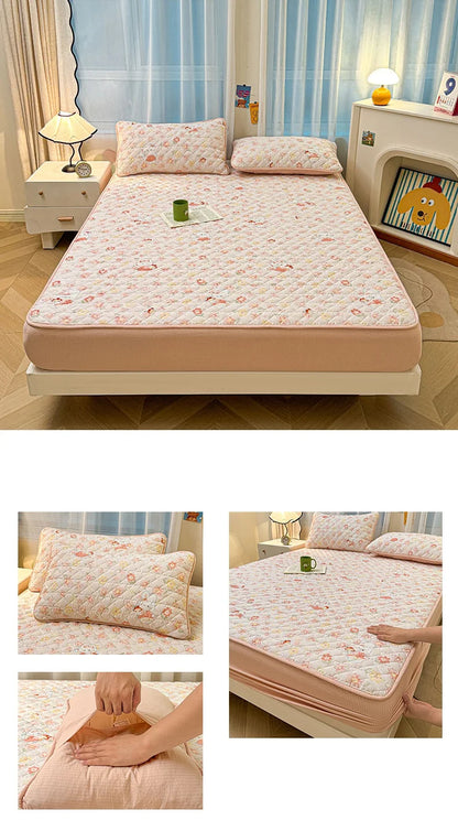 Non-slip Bed Cover Queen/King Size Bedspread Thicken Bed Linen Home Mattress Protector cubre colchón (Pillowcase Need Order).