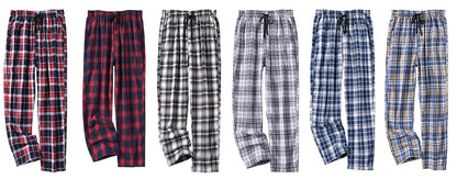 3Pcs Men's 100% Cotton Plaid Pajama Sleeping Pants, Long Plaid Print Sleepwear Pajama Pants with Elastic Waist Homewear.