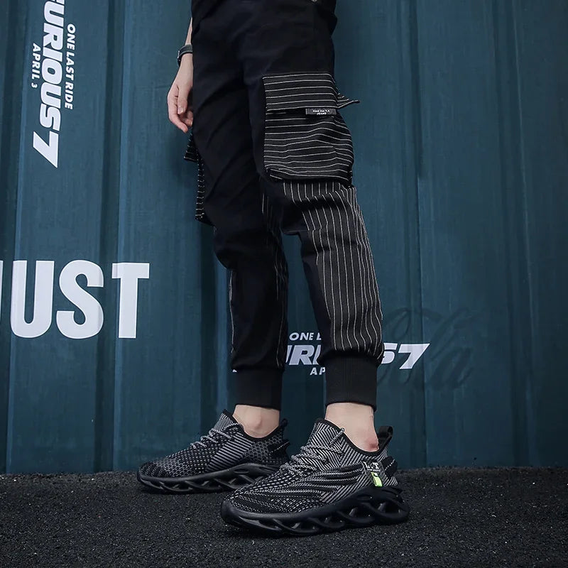 YRZL Männer Sport Laufen Schwarz Jogging Schuhe Casual Turnschuhe Outdoor Atmungsaktive Mesh Frauen Licht Stoßdämpfung Schwarz Tennis.