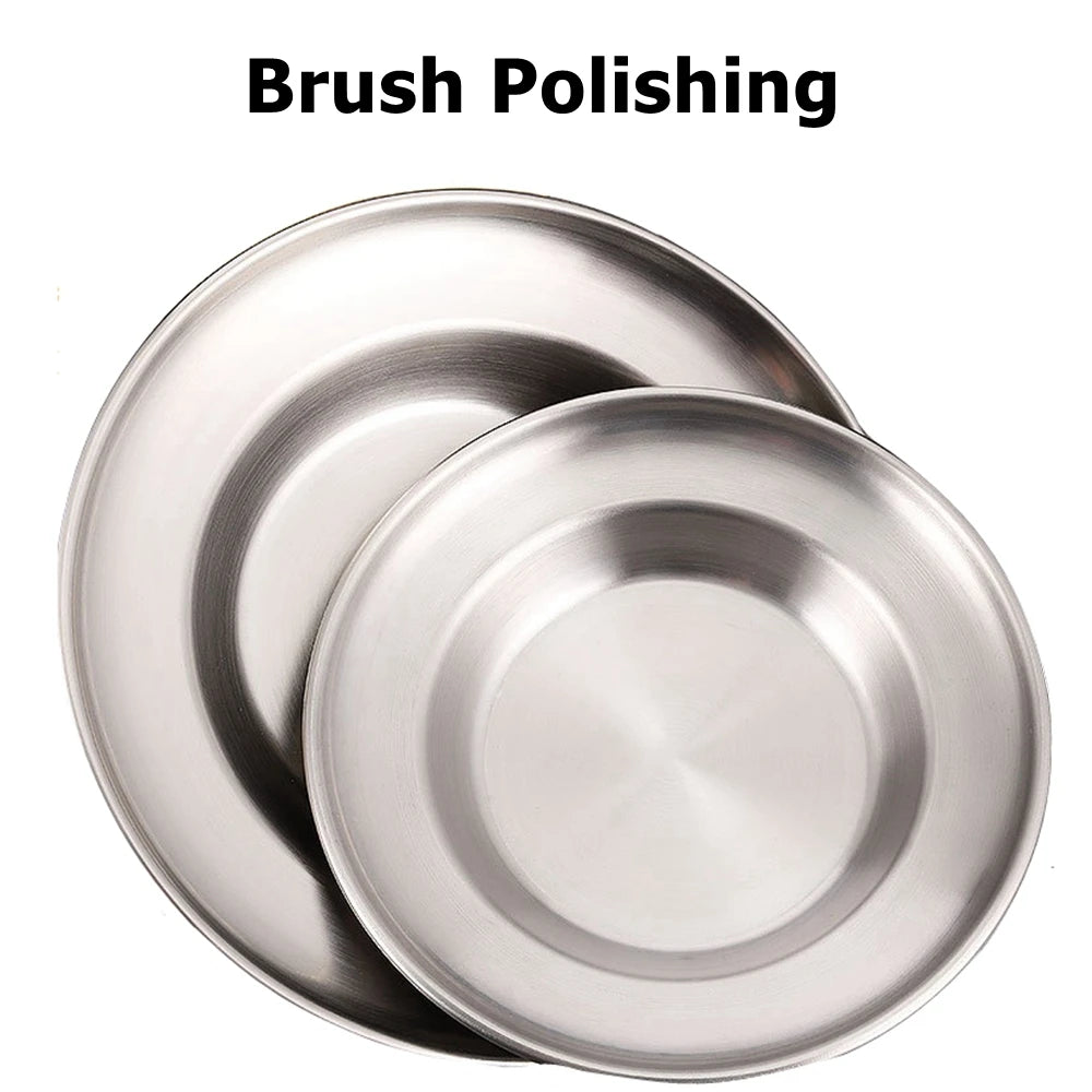 1Pc Stainless Steel Plates 7.9 Inch Metal Camping Plates Large Serving Platters Silver Serving Platter Dinner Salad Plates Round.