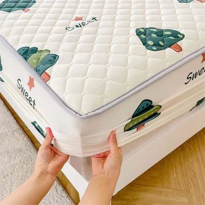 Quilted Mattress Cover 150x200cm - Thick Skin-Friendly Fitted Sheet, 매트리스커버 Breathable Bed Covers (Pillowcase Sold Separately)