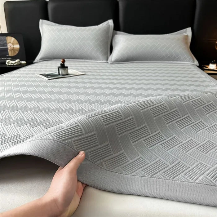 Luxury Summer Carbon Cooling Mat Set Solid Color Queen King Size Bed Mattress and Pillow Case Machine Washable Soft Folding Mat.