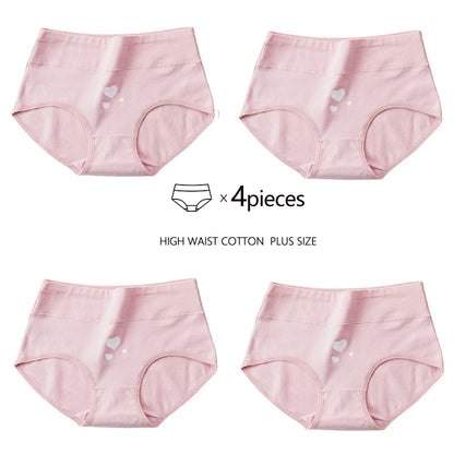 4Pcs Plus Size M-5XL Panties Women Cotton High Waist Slimming Underwear Seamless Girls Briefs Sexy Female Breathable Lingerie