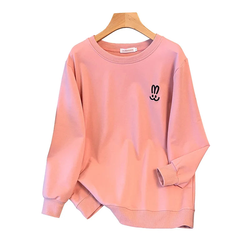 170kg plus size Damen büste Herbst lose Rundhals-Kaninchen-Sweatshirt Langarm lässig Top 6xl 7xl 8xl 9xl 10xl 11xl.