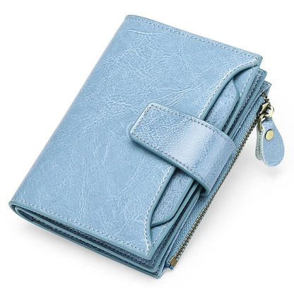 2024 New Short Women Wallets Genuine Leather Zipper Coin Pocket Women Purse Name Engraved Quality Card Holder Kpop Female Wallet