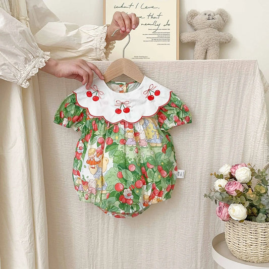 0-2 Jahre Baby Mädchen Kleidung Peter Pan Kragen Kleinkind Mädchen Body & One Piece Bunny Print Baby Mädchen Kleidung.