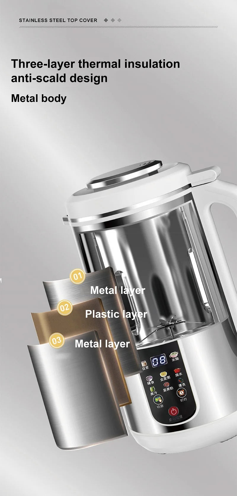 110V/220V Soy Milk Machine Electric Juicer Multifunctional Wall Breaking Machine Kitchen Auto Heating Rice Paste Machine 1200ml