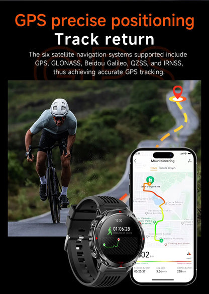 Outdoor Military GPS Smartwatch For Men Build in Dual Band GNSS Compass Altitude 3ATM Waterproof Swimming Smart Watch Women 2025.