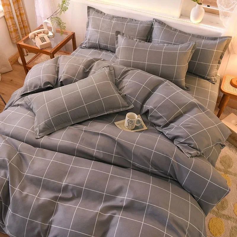 Lattice Bedding Sets Children Bed Linens Sheet Printed Duvet Cover Single Double Queen Size Quilt Covers Sets Bedclothes.