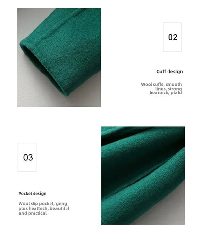 Modischer doppelseitiger Wollmantel für Damen, schmale Passform, mittellang, neue Herbst- und Winterkollektion, stilvoll.