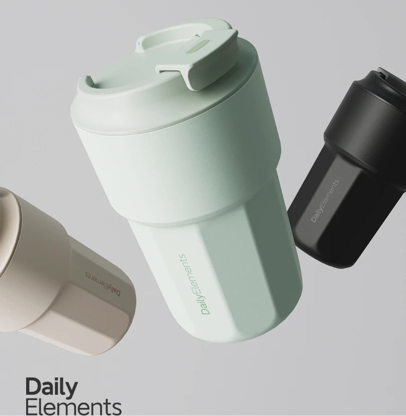 New Youpin Daily Element Portable Water Cup Coffee Mug 316 Stainless Steel Safety Seal 420ml Cold Storage Thermos Cup Mouth Snap.