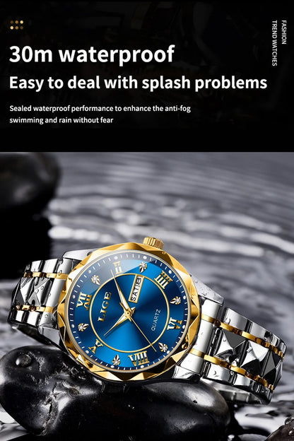 LIGE 2025 brand luxury women's watches waterproof luminous date day Ladies Watch stainless steel quartz watches for women reloj.