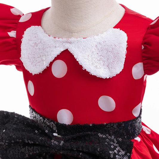 Disney Minnie Mouse Mädchen Polka Dot Schleife Prinzessin Kleid Jungen Kinder Mickey Mouse Halloween Karneval Party Performance Kleidung Anzug.