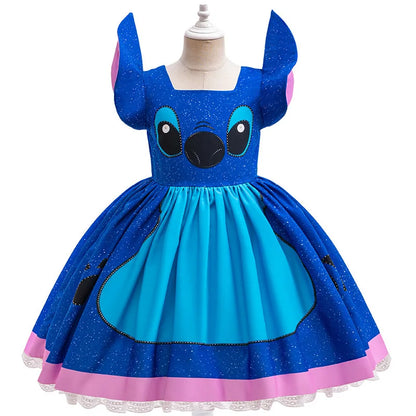 Baby Disney Film Stich Rolle Spielen Kostüm Sets Cartoon Niedliche Prinzessin Kleid Bühne Leistung Halloween Karneval Kinder Kleid.