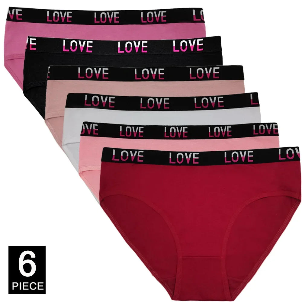 Cotton Underwear Women Panties Plus Size Briefs Female Knickers Lady Lingerie High Waist Wide Belt Underpants 6 Pieces/Lot.