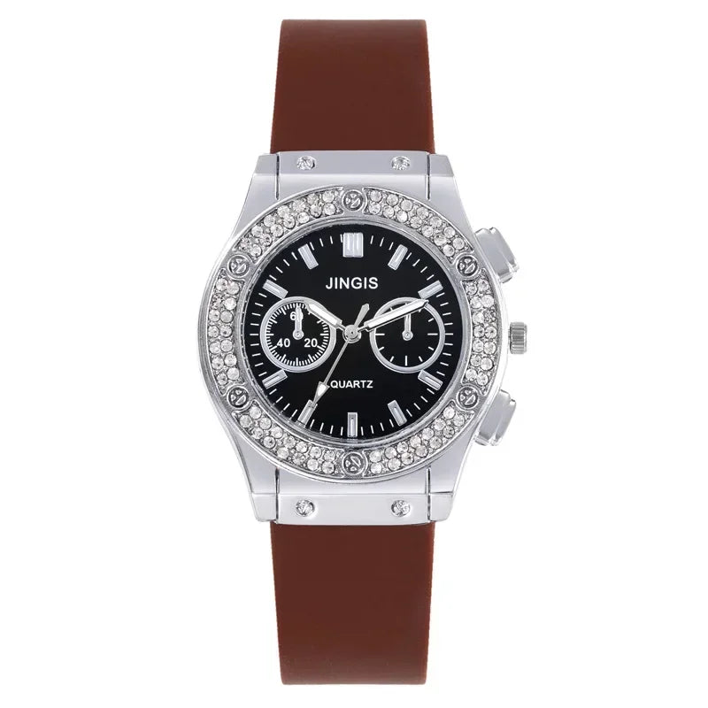 Fashion Women Watches Luxurious Brand Casual Diamond Female Rubber Quartz Wristwatches Simple Sport Clock Relogio Feminino.