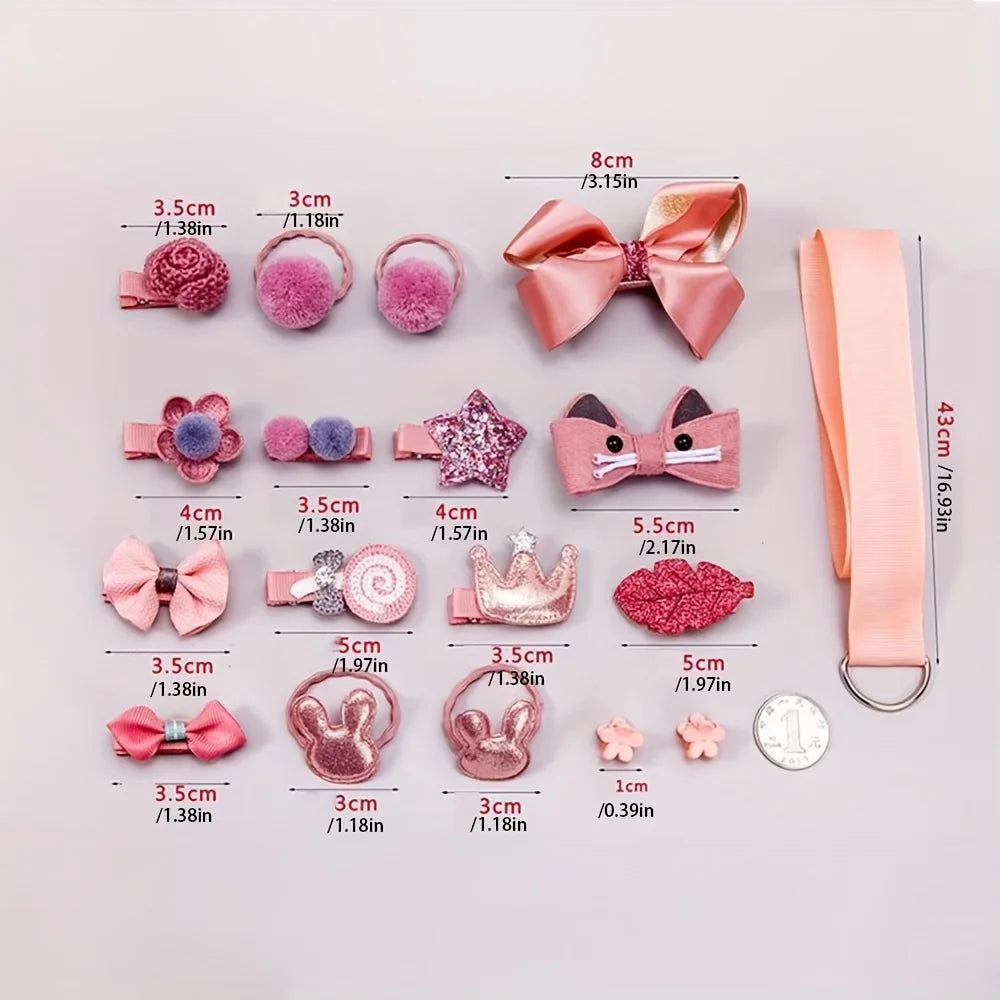 Cute Hair Clip Set,Cute Bow Hair Clips Floral Hair Side Clips Elastic Hair Rings Fashionable Women's Hair Accessories.