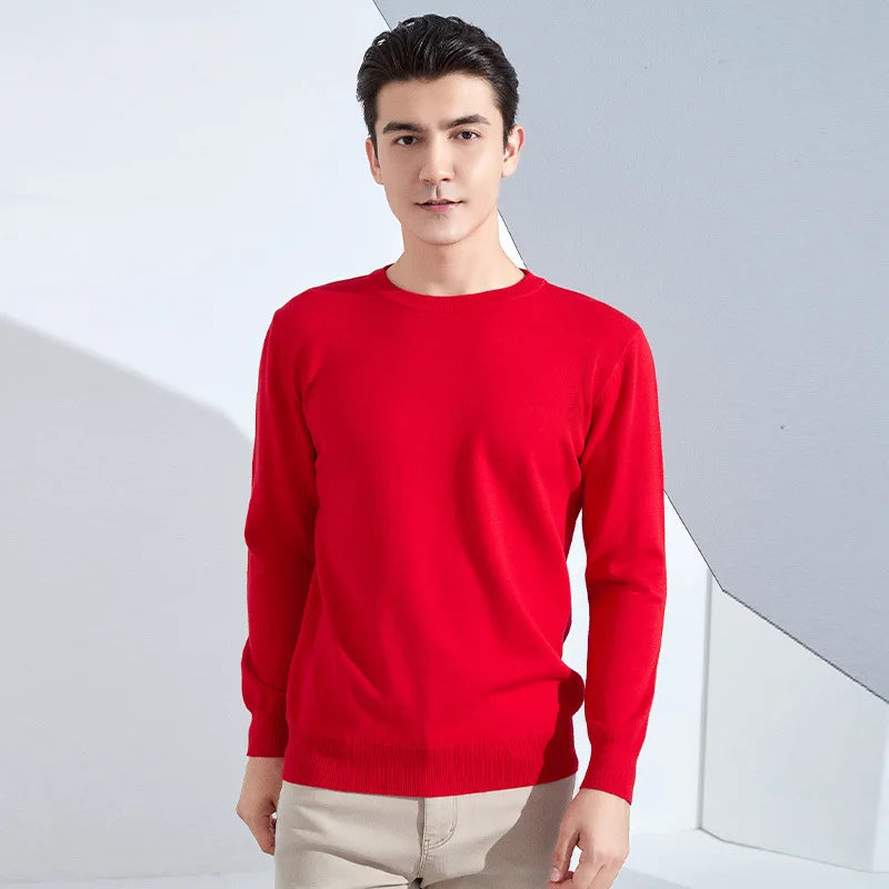 Autumn Winter Men Cashmere Sweater O-neck Soft Warm Pullovers Male Loose Knitted Shirt Korean men's winter blouse.