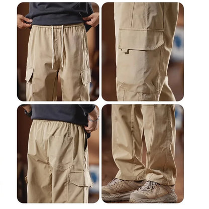 New in Tall Men Cargo Pants Elastic Waist Extra Long Length 115cm Male Waterproof Trousers Lengthened Slim Thin Leg 190cm 200 Cm.