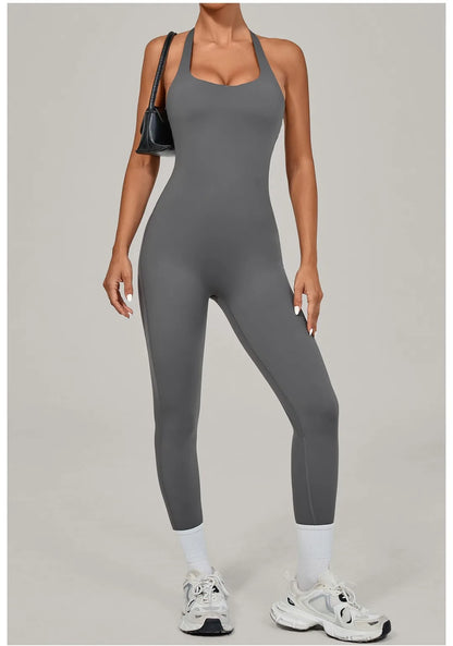 Yoga Jumpsuit Sports Fitness Peach Hip Halter Neck Backless Pants Bodysuit Outdoor Dance Jumpsuit Tight Yoga Wear for Women