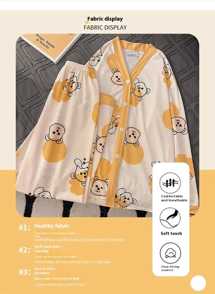 Spring and Autumn New Women's Pajamas Homewear Suit Women's Long-Sleeved Homewear Autumn and Winter Models Homewear Suit.