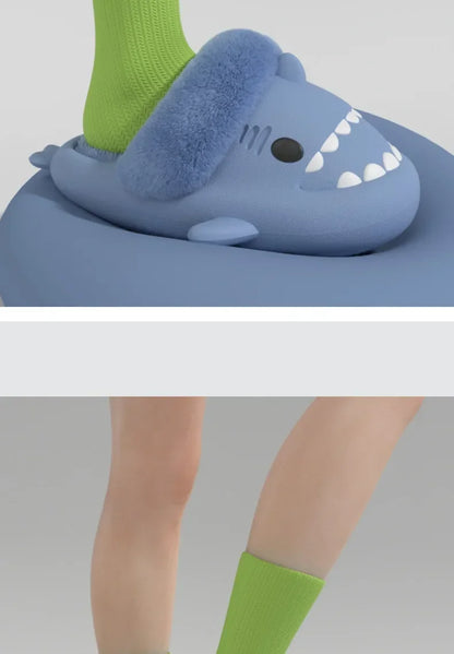 Women Shark Slippers Slides Platform Winter Warm Fluffy Sandal Home Cloud Clapper Soft Room Shoes Children Plush indoor Boy Girl.