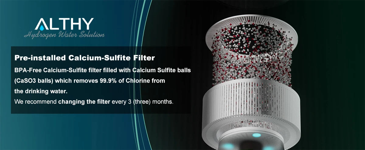 ALTHY Hydrogen Water Pitcher Generator Machine Bottle Jug Kettle SPE PEM Technology. Balanced Water PH Calcium Sulfite filter.